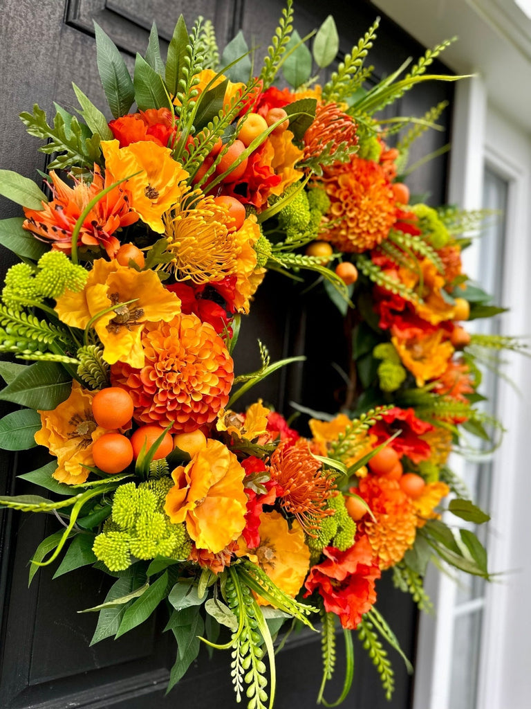 Orange Dahlia Wreath for Summer – Enchanted Vines