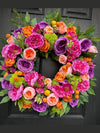 Lush and Vibrant Coral and Pink Peony Wreath for Spring