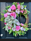 Soft Peony and Hydrangea Wreath for Spring