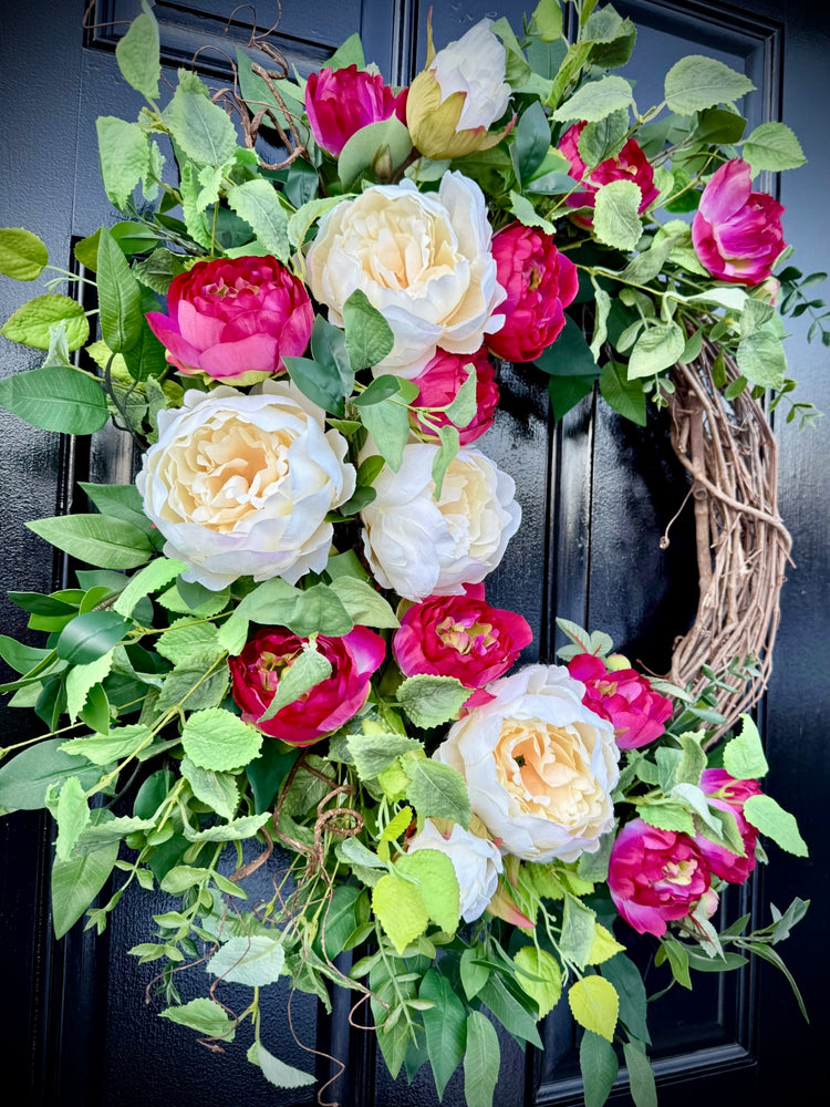 Spring Pink Peony Wreath for Spring & Summer