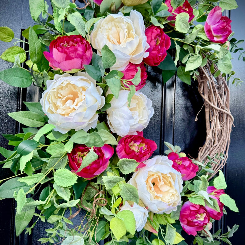 Spring Pink Peony Wreath for Spring & Summer