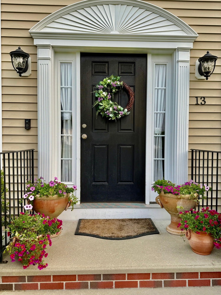 Succulent Grapevine Wreath with Lambs Ear & Eucalyptus for Summer & Spring
