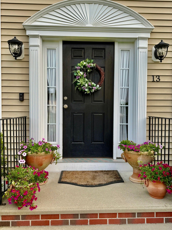 Succulent Grapevine Wreath with Lambs Ear & Eucalyptus for Summer & Spring