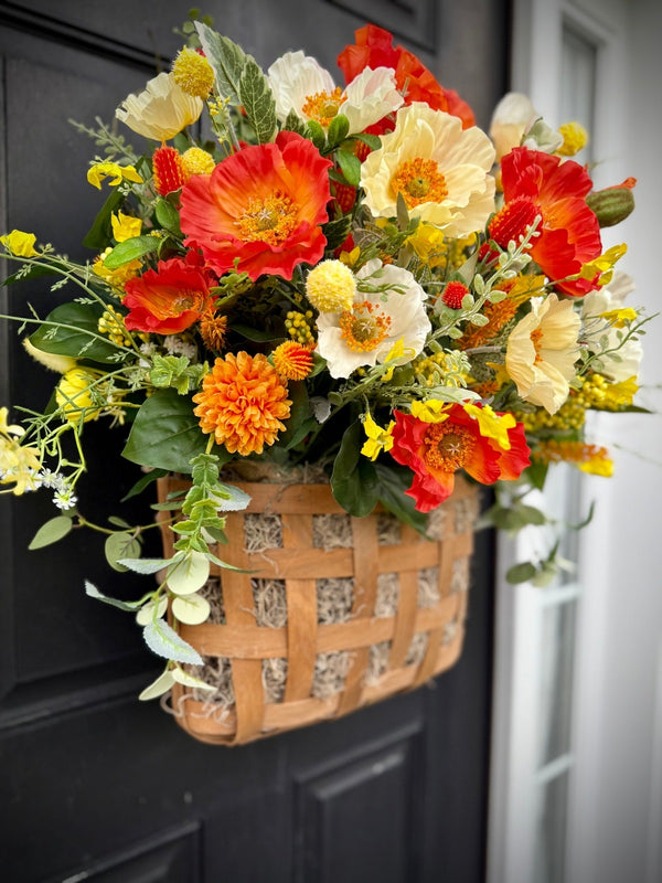 Vibrant Hanging Poppy Flower Tobacco Basket for Summer & Spring