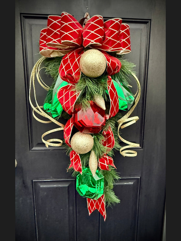 Luxurious Ruby and Emerald Swag for Winter, Christmas Swag