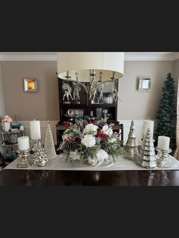Elegant Winter Centerpiece with Frosted Pine and Snow Berries