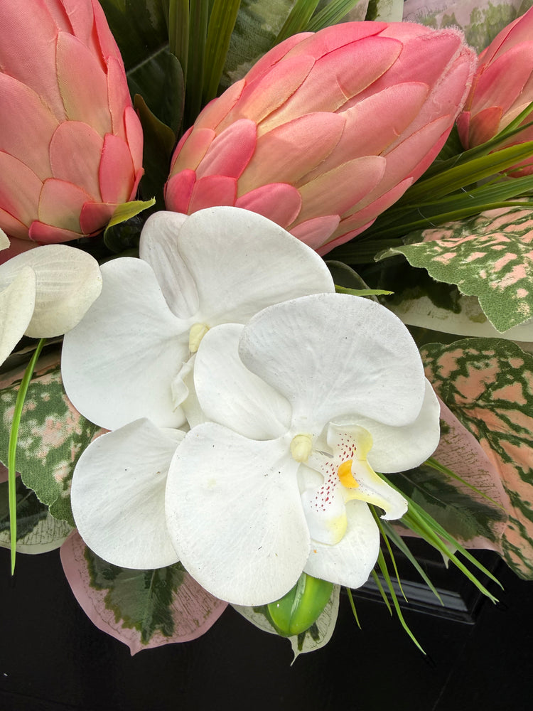 King Protea and Orchid Wreath for Spring and Summer