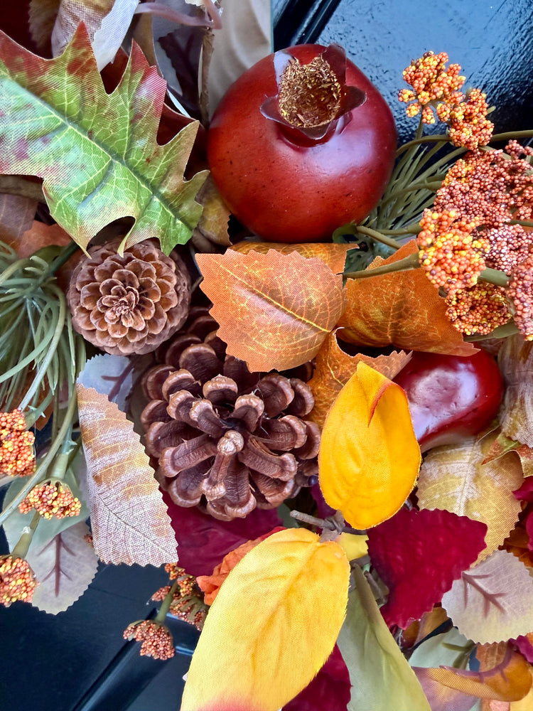 Fruit and Autumn Foliage Wreath for Fall