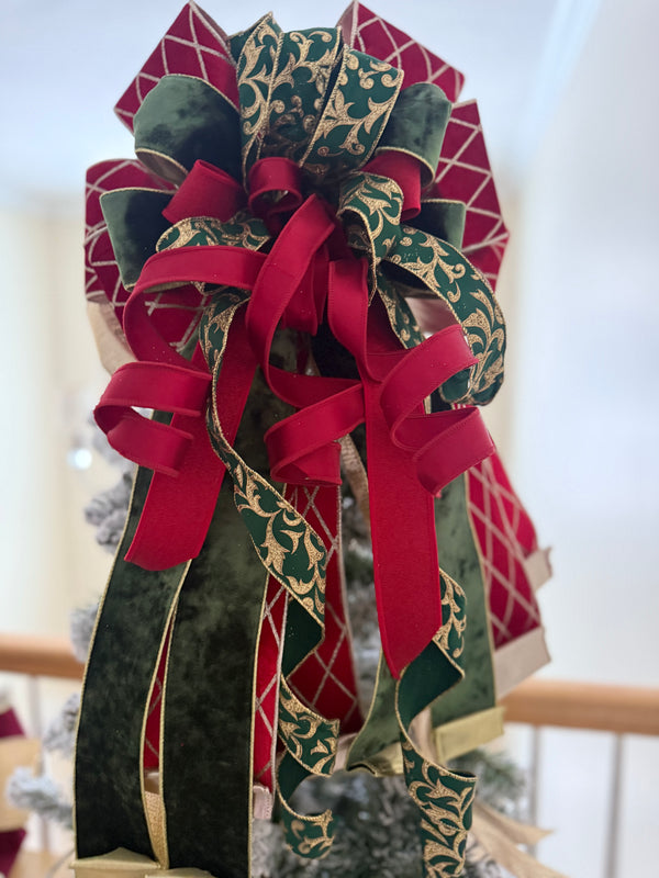 Red Velvet Christmas Tree Topper Bow