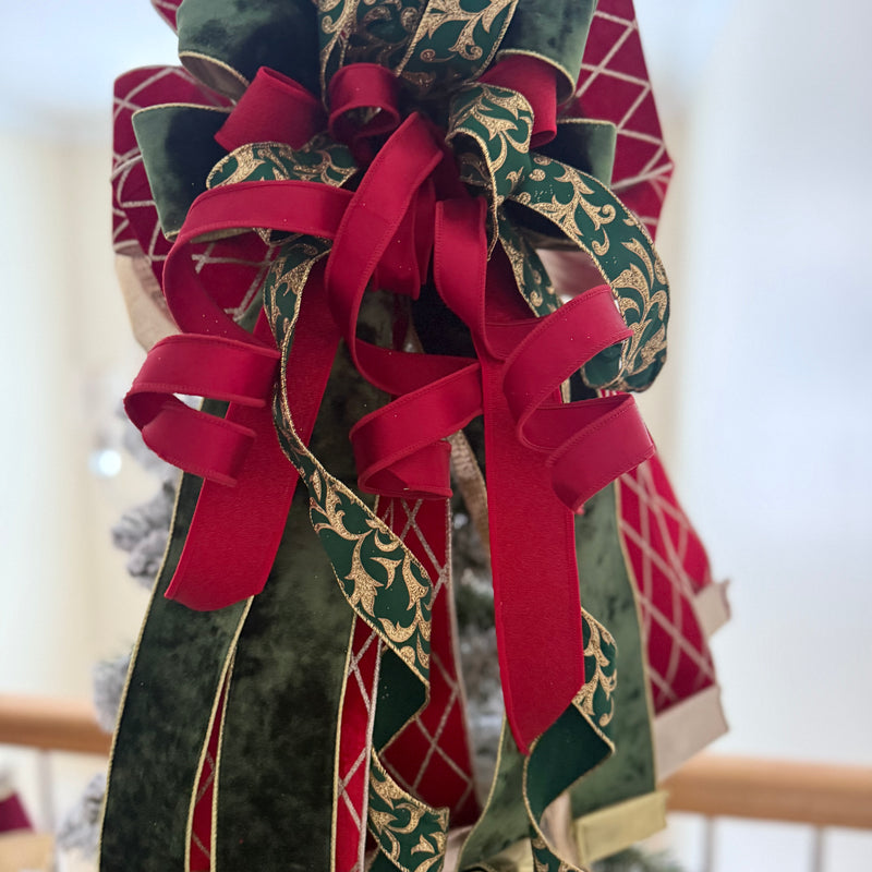 Red Velvet Christmas Tree Topper Bow