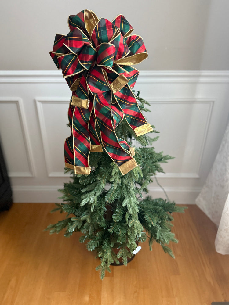 Classic Red & Green Plaid  Christmas Tree Topper Bow
