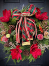 Vintage Style Pine Wreath w Sugared Fruit for Winter
