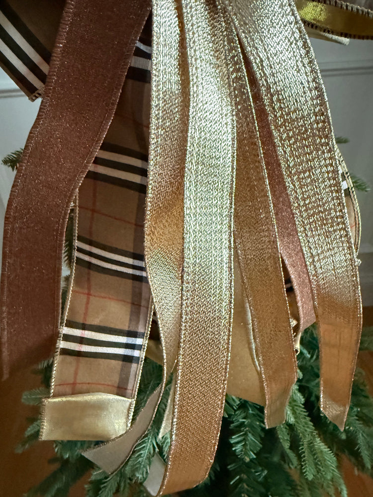 Burberry Plaid and Gold Christmas Tree Topper Bow