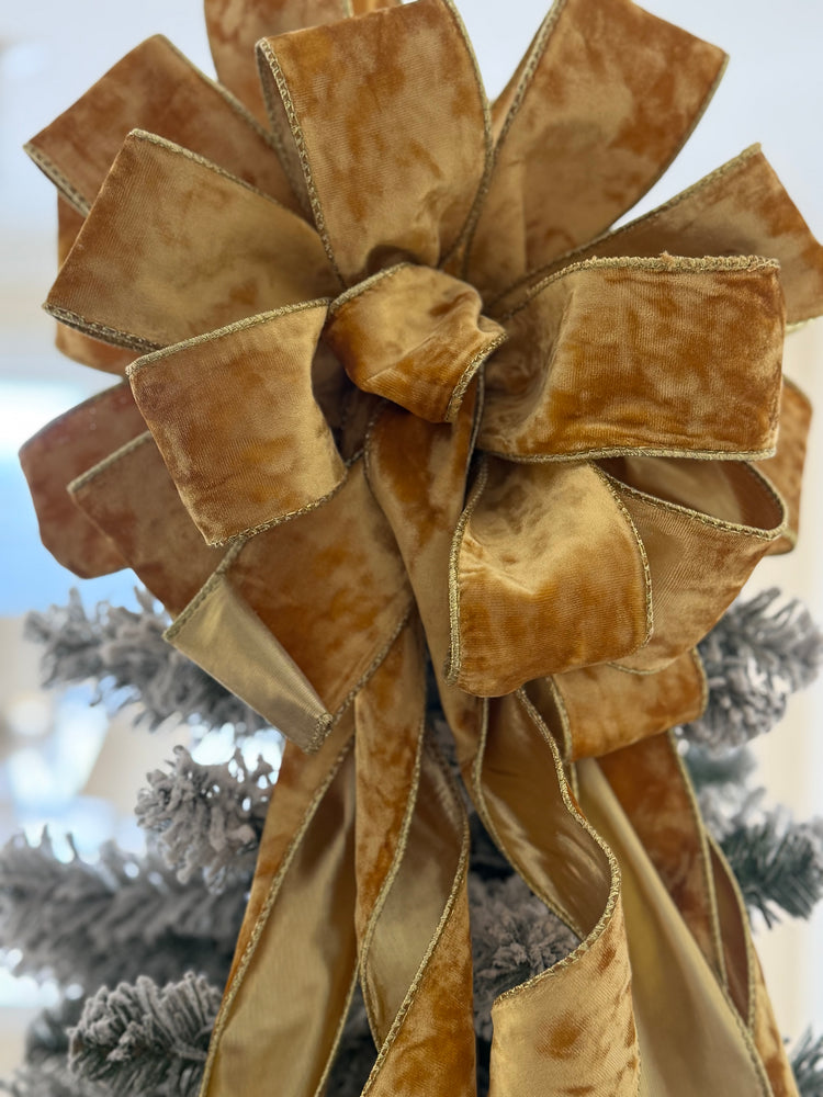 Gold Velvet Christmas Tree Topper Bow