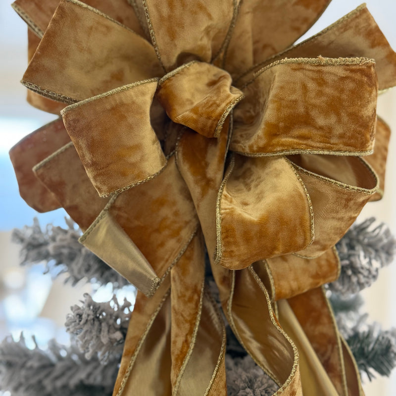 Gold Velvet Christmas Tree Topper Bow