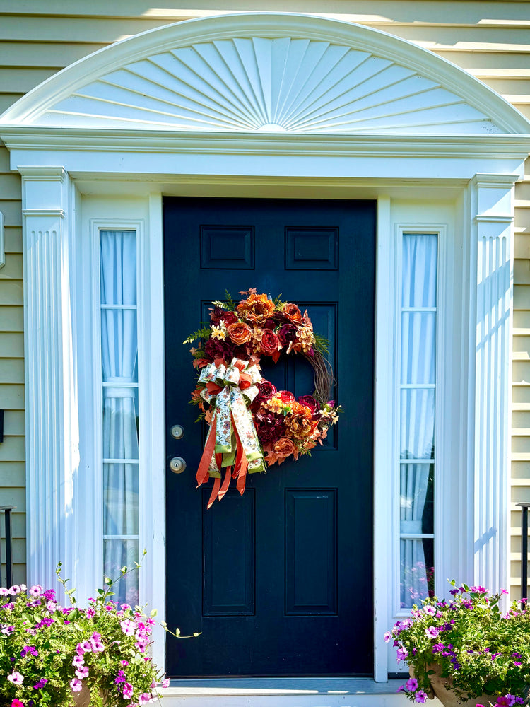 Fall Peony and Dahlia Wreath, Autumn Decor