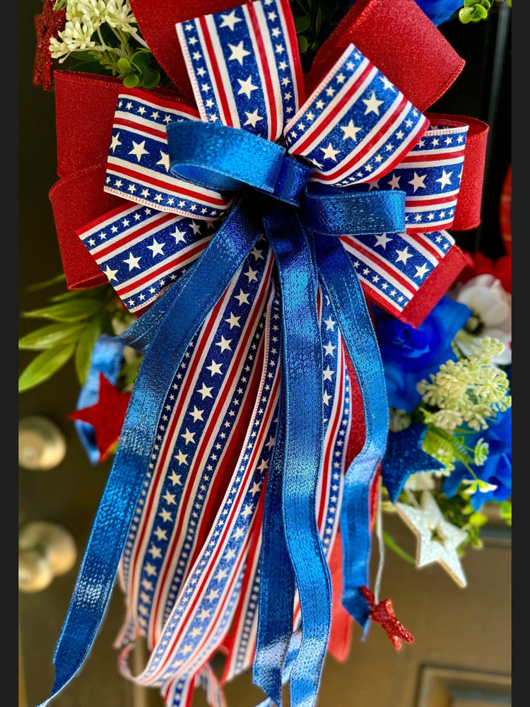 Patriotic Wreath w Sign for Spring and Summer