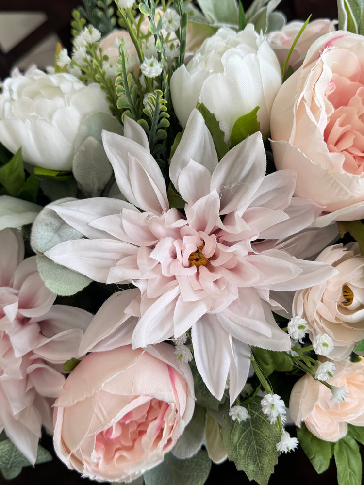 Pale Pink Farmhouse Centerpiece for Spring