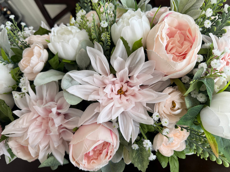 Pale Pink Farmhouse Centerpiece for Spring