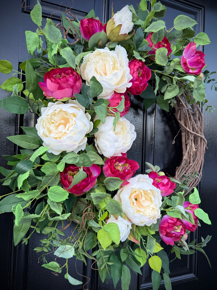 Spring Pink Peony Wreath for Spring & Summer