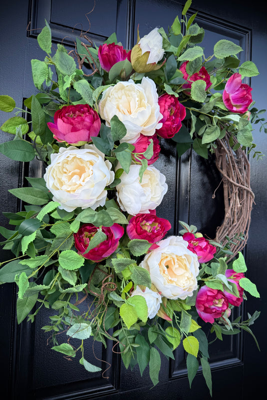 Spring Pink Peony Wreath for Spring & Summer