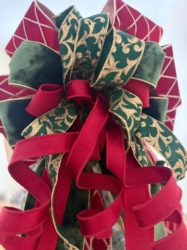Red Velvet Christmas Tree Topper Bow