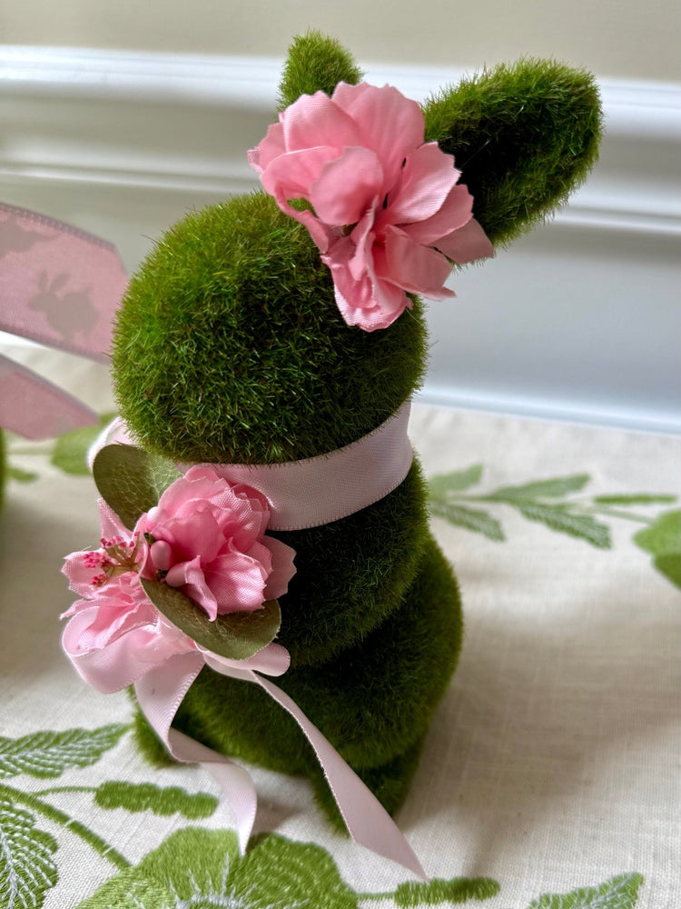 Moss Bunny for Easter w Pink Bow
