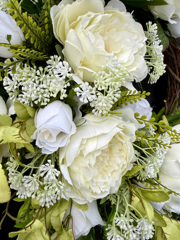 Cream Peony and Rose Spring & Summer Wreath