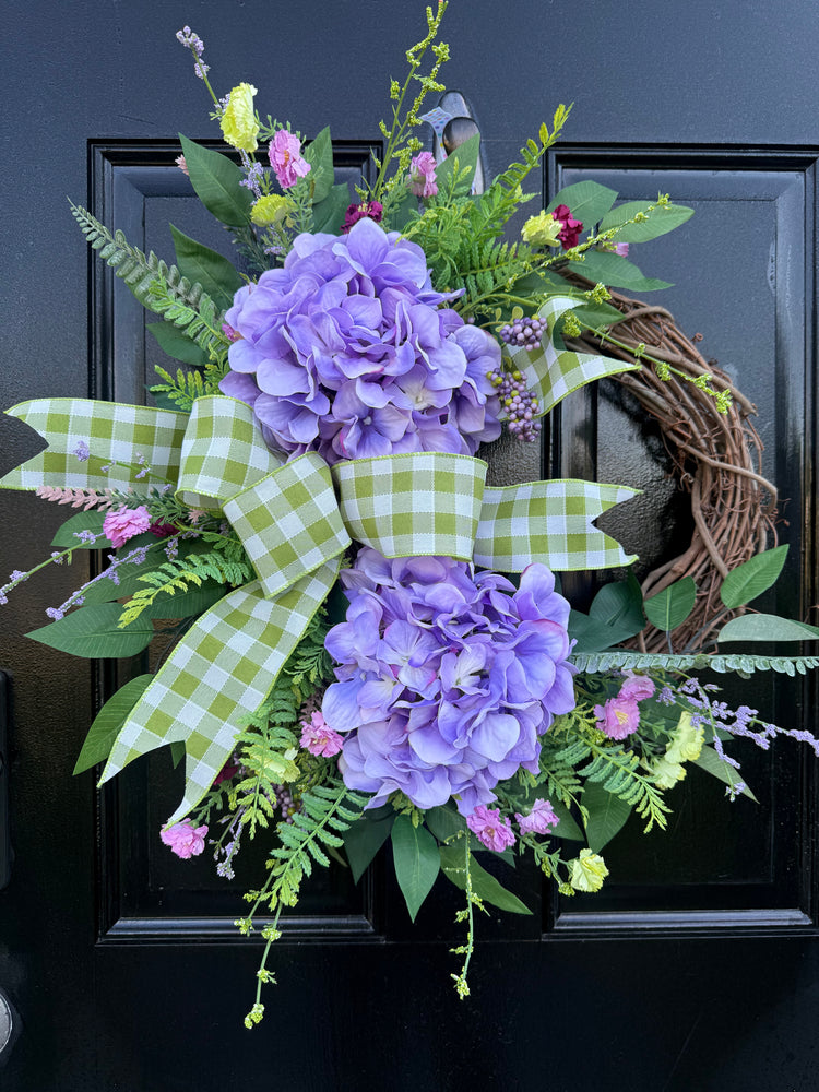 Petite Lavender Hydrangea Wreath for Spring and Summer