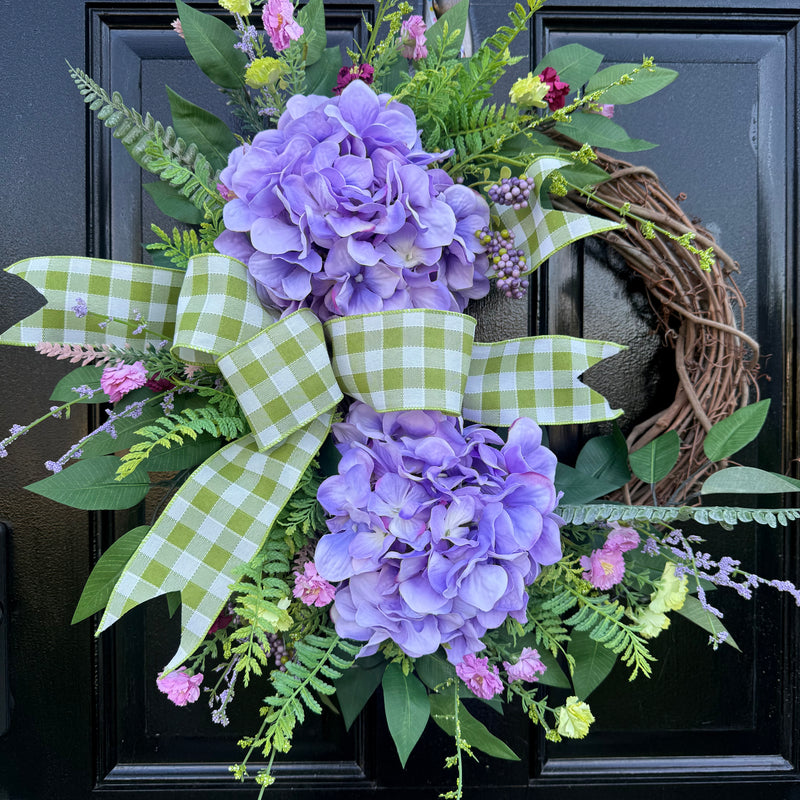 Petite Lavender Hydrangea Wreath for Spring and Summer