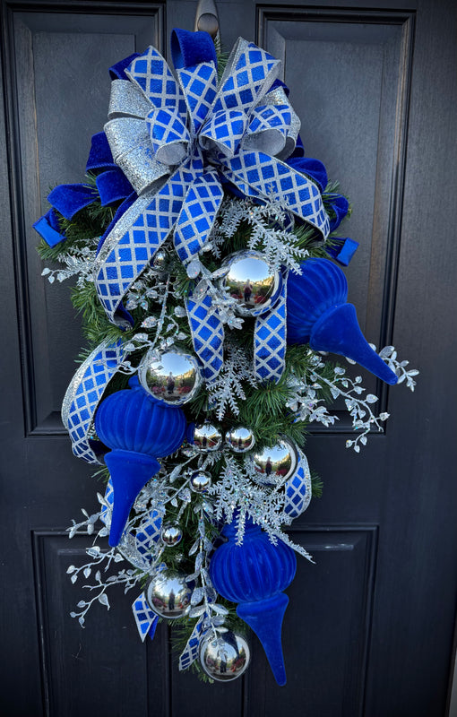 Blue & Silver Swag for Hanukah,  Winter, Christmas Swag