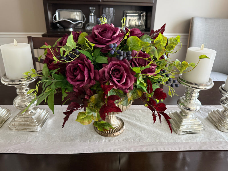 Wineberry Rose Centerpiece for Winter and Fall