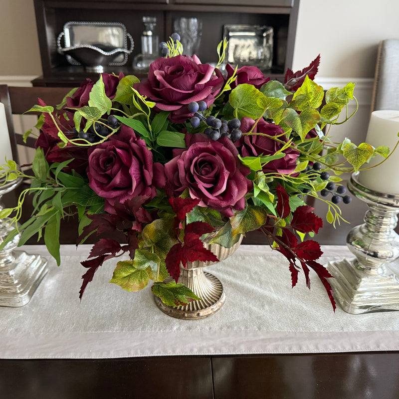 Wineberry Rose Centerpiece for Winter and Fall