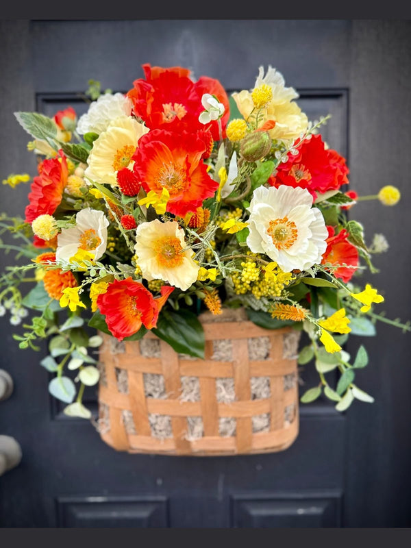 Vibrant Hanging Poppy Flower Tobacco Basket for Summer & Spring