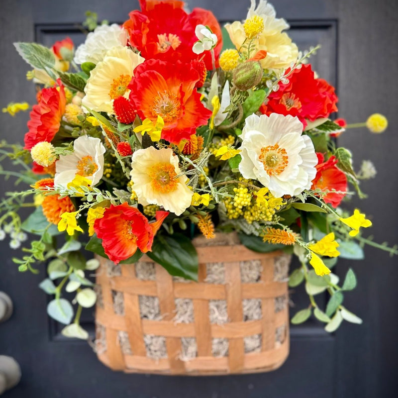 Vibrant Hanging Poppy Flower Tobacco Basket for Summer & Spring