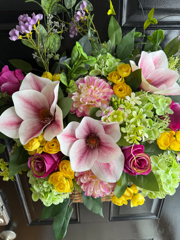 Hanging Floral Basket for Easter that Converts for Spring and Summer