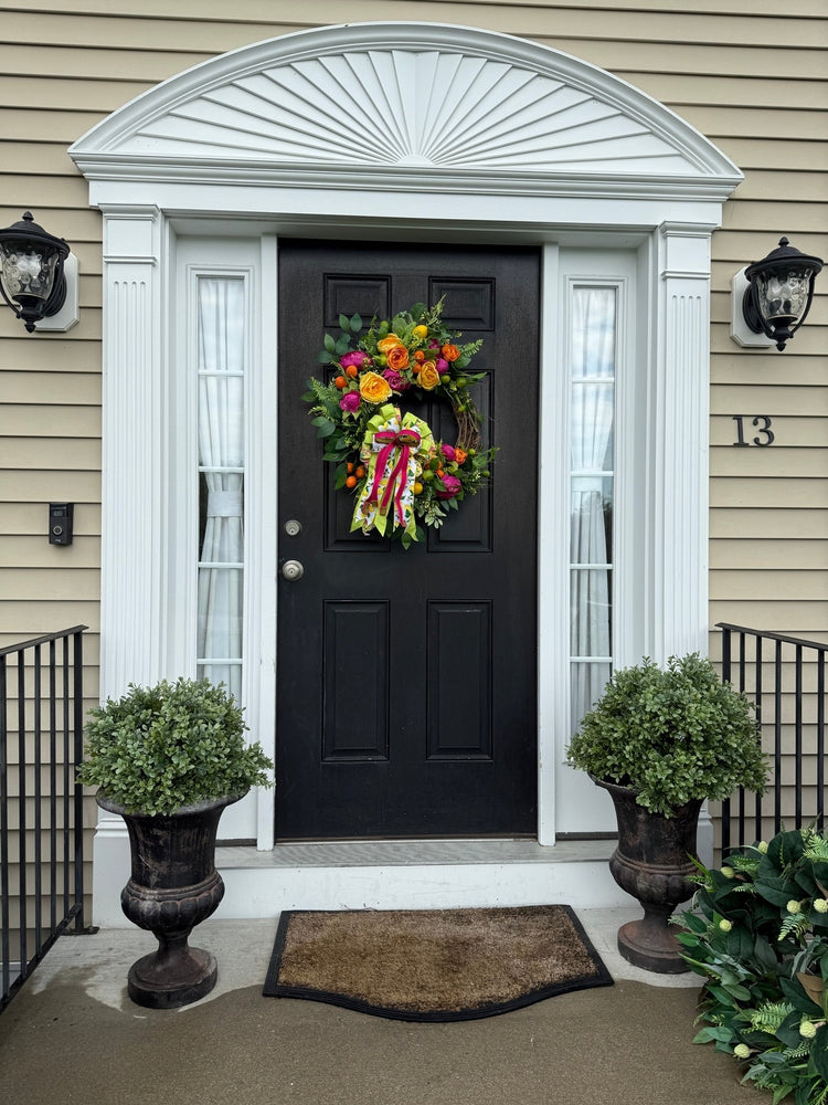 Vibrant Citrus Wreath for Spring w Designer Bow