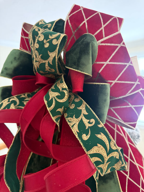 Red Velvet Christmas Tree Topper Bow