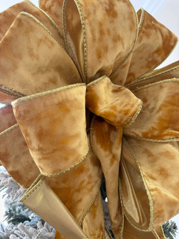 Gold Velvet Christmas Tree Topper Bow