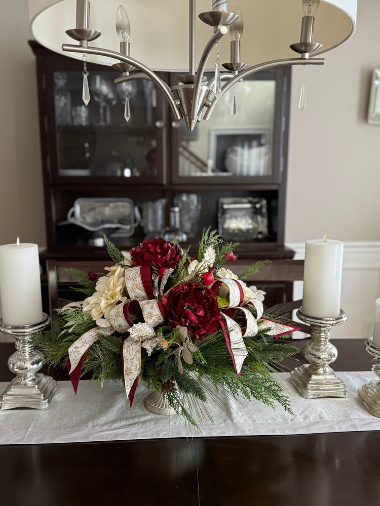 Winter Burgundy Peony Centerpiece, Floral Arrangement
