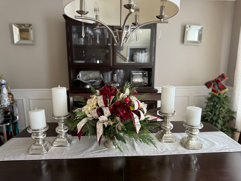 Winter Burgundy Peony Centerpiece, Floral Arrangement