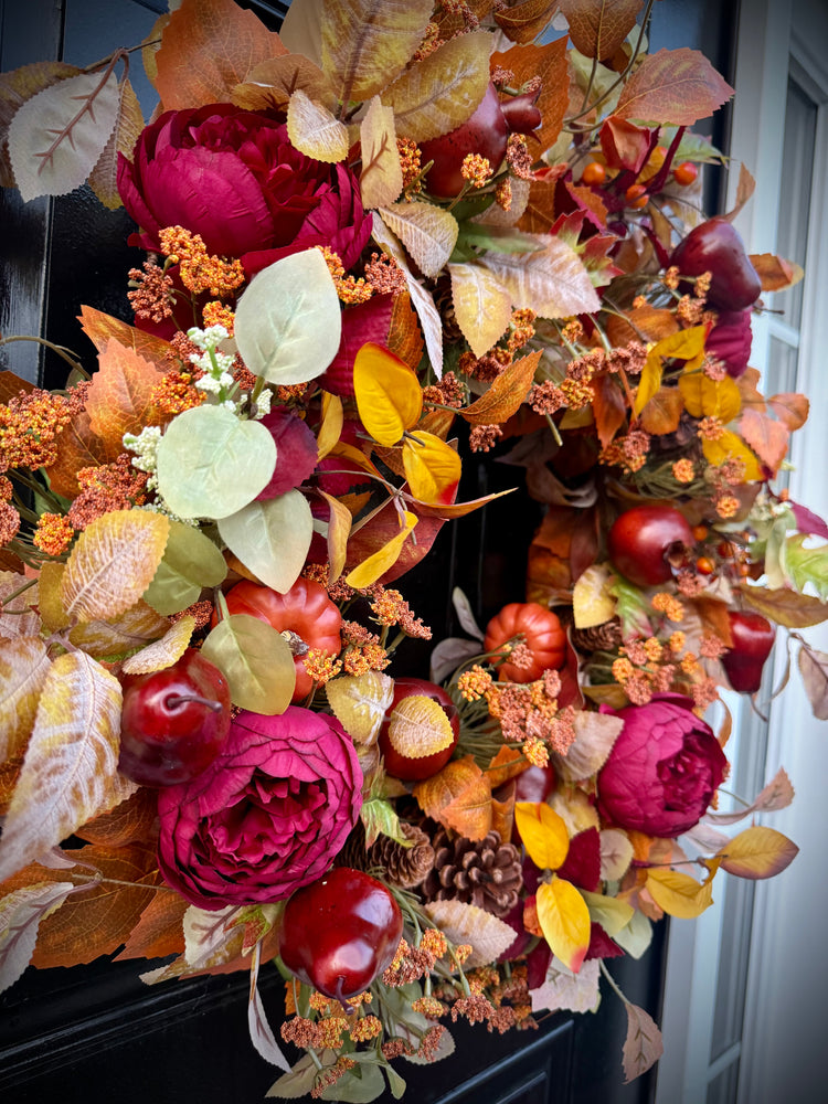 Fruit and Autumn Foliage Wreath for Fall