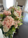 Large Pink Hydrangea Centerpiece in Dough Bowl for Spring