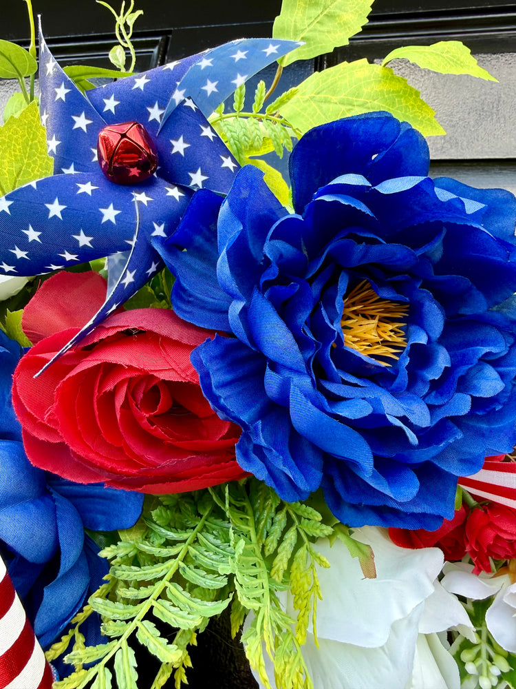 Patriotic Wreath w Pinwheels Spring and Summer