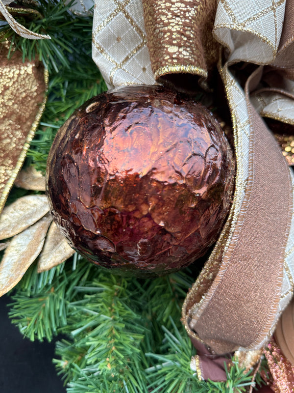 Chocolate Mousse Luxe Door Swag – Elegant Winter Décor