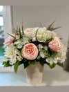 Cabbage Rose and Queen Annes Lace Arrangement