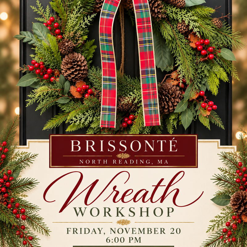 Winter Wreath Workshop at Brissonté Gifts, Friday November 20th