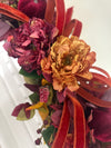 Fall Mantle or Table Scape – Autumn Harvest Garland with Velvet Pumpkins and Peonies