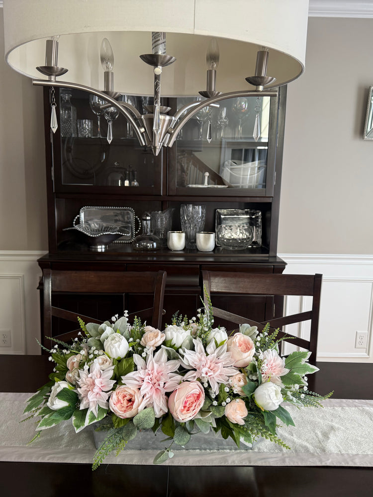 Pale Pink Farmhouse Centerpiece for Spring