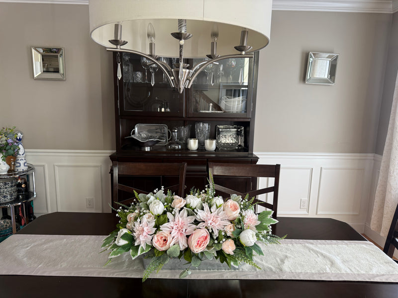 Pale Pink Farmhouse Centerpiece for Spring